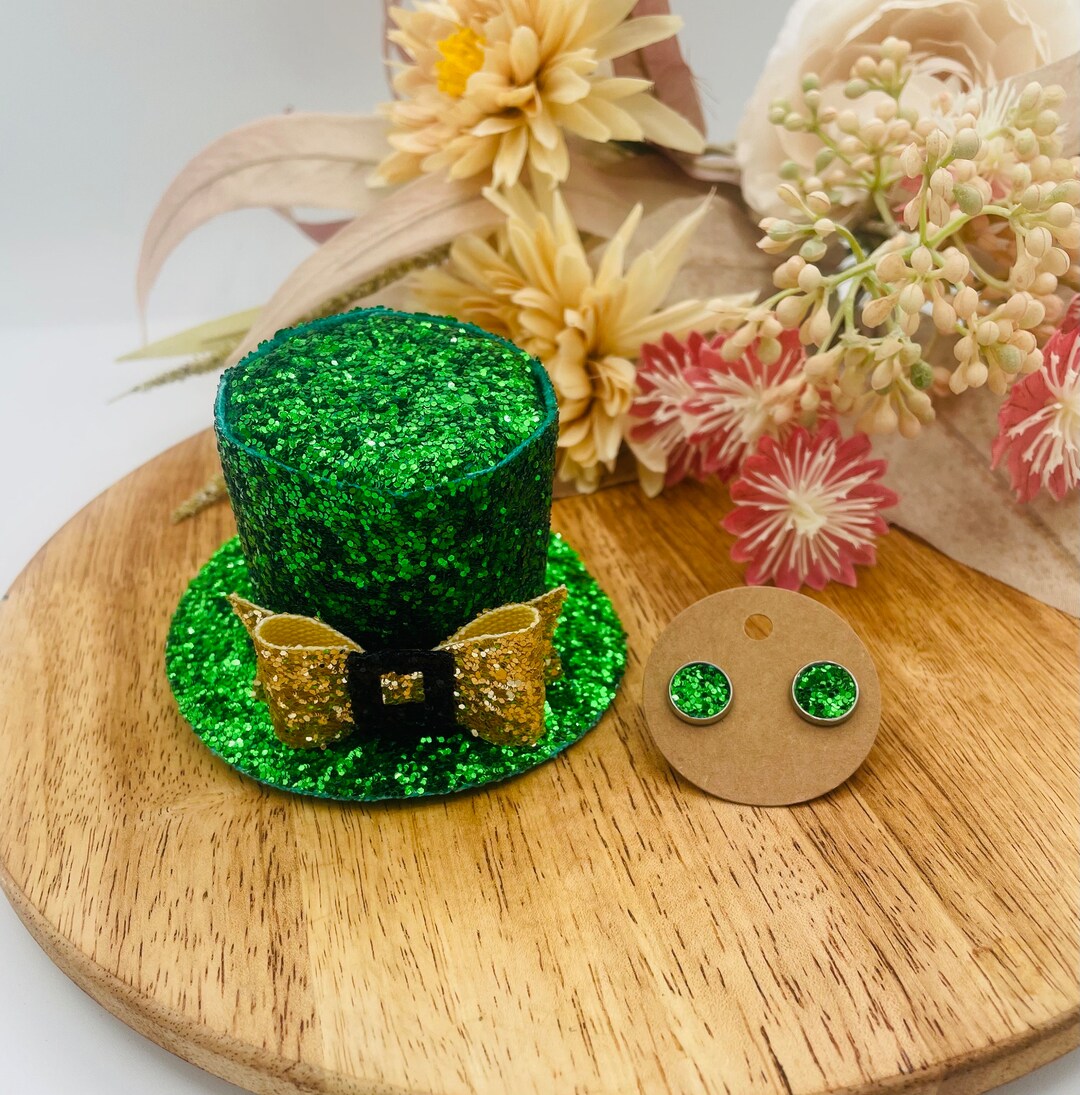 St. Patricks Day Mini Top Hat Hair Clip Green Top Hat Hair Clip Etsy