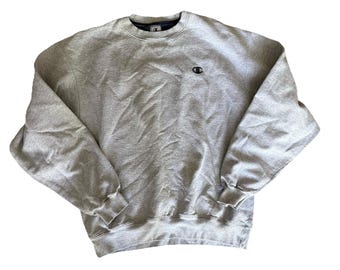 Vintage Champion Sweatshirt Grey Crewneck Blank Boxy Fit L XL Y2K Honduras