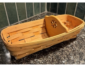 Longaberger 1995 Bread Basket w/ Wood Divider Very Good Condition VTG Cottage