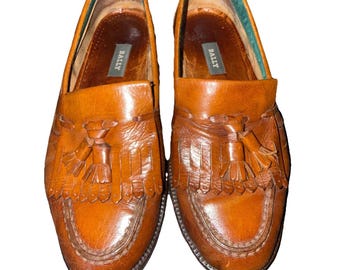 VTG Bally ITALY Brown Leather Kiltie Tassel Perforated Loafers Dress Shoe 9.5 10 s-l400.jpg main image 2