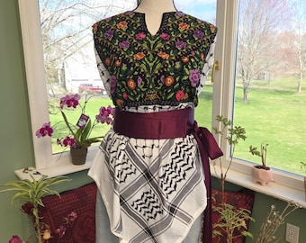 Handmade Palestinian Tatreez Keffiyeh Poncho