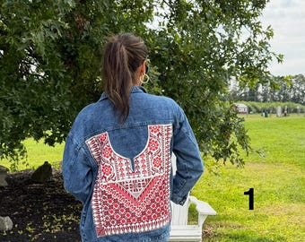 Vintage Tatreez Chest Panel Denim Jacket