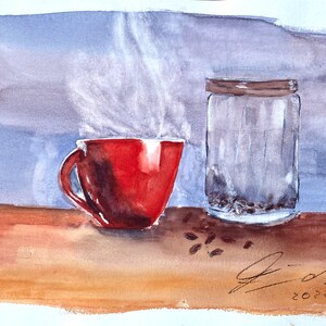 Watercolor, Watercolor, Still Life, Coffee Picture,