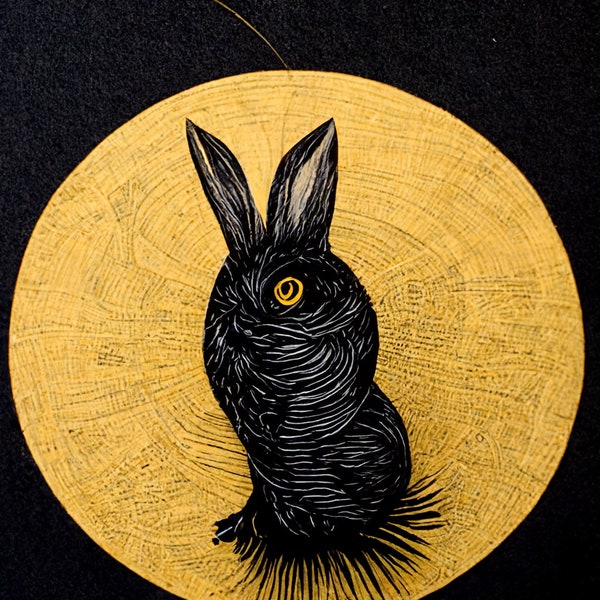Rabbit Ink Drawing - Etsy