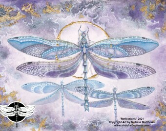 Dragonfly Print Purple Watercolor Gold Dragonfly Watercolor Gift Print Dragonfly Art