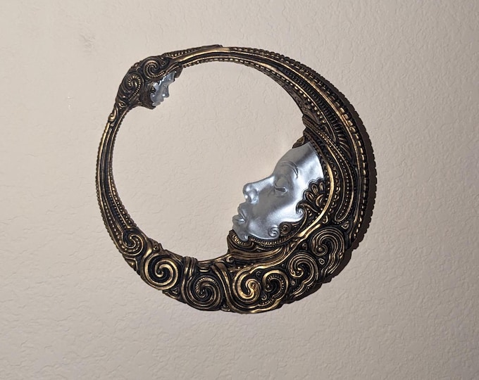 Celestial Moon Wall Decoration – Gold Leaf & Silver - 2 Variations