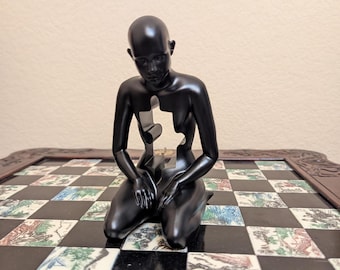 Something Missing – Matte Black Symbolic Sculpture of Loss & Reflection