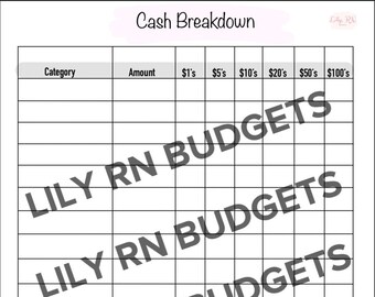 Cash Breakdown Bank Template Etsy