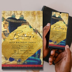 Egyptian Birthday Party - Invite  Birthday party- editable invitation - Instant download Egypt Invitation - African Bday invitation - 30th