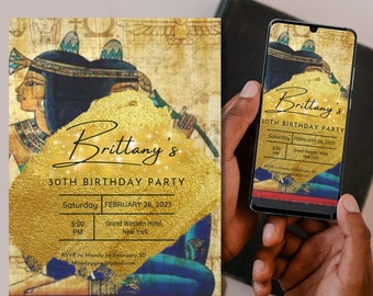 Egyptian Birthday Party - Invite  Birthday party- editable invitation - Instant download Egypt Invitation - African Bday invitation - 30th