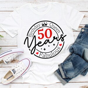 50. Geburtstag Shirt, 50. Geburtstag Shirt, 50 und fabelhaft, Freunde Party Shirts, Geburtstagsreise Shirt, 50.Geburtstagsgeschenk, Geburtstagskader