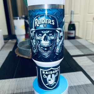 40oz customized Raiders Tumbler – Insulated Stainless Steel Travel Mug, football Fan Gift,  Sports Cup