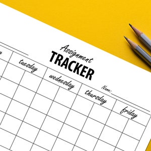 Printable Assignment Tracker- Homework Chart- Student Planner