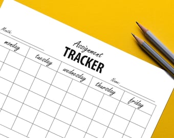 Printable Assignment Tracker- Homework Chart- Student Planner