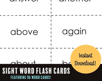 Printable Sight-Word Flashcards- Set of 96 Words- Homeschool Resource