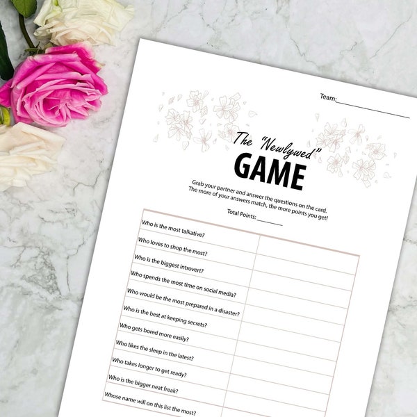 Printable Party Game Newlywed Game Bachelorette Instant Download