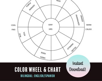 Printable Bilingual Blank Color Wheel Worksheet Instant Download