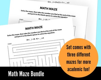 Printable Worksheets- Math Maze Bundle- Academic Resource