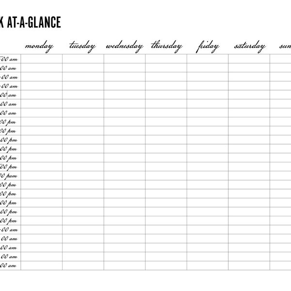 Week-At-A-Glance Appointment Book Printable Instant Download