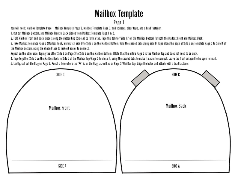 Printable Paper Mailbox Template Instant Download Etsy Canada Printable Paper Mailbox Template Instant Download Etsy Canada