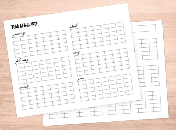 Printable Year-at-a-glance Perpetual Calendar Instant Download | Etsy