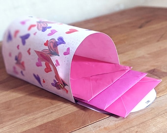 Modelo de caixa de correio de papel para impressão para namorados, download instantâneo