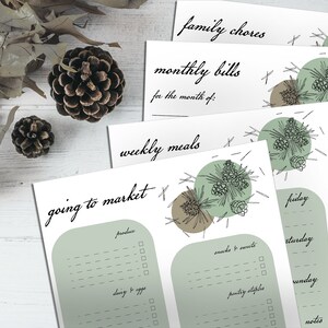 Printable Family Planner 4 Pages Forest Greenery Instant Download