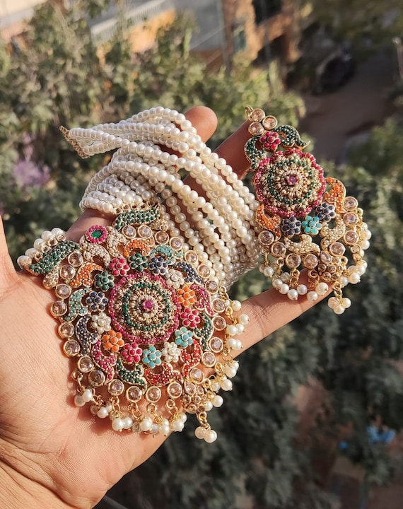 Nauratan Heavy Mala Set Indian Pakistani Bridal Shaadi Wedding Sabyasachi Bollywood Muslim Halal Fashion Islamic
