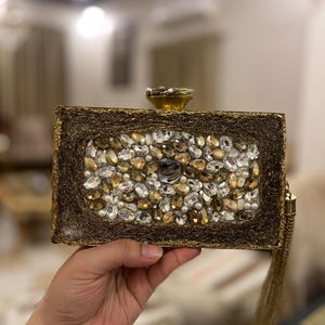 High Quality party clutch / Designer made/ Statement exclusive mop and Swarovski work/Indian Fashion/Pakistani