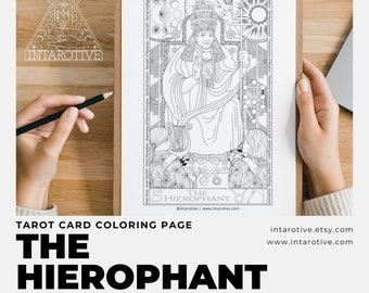 The Hierophant | Coloring Page | Printable Illustration | Adult Coloring Page | Relaxing Meditation | Detailed Tarot Art | Spiritual Wisdom