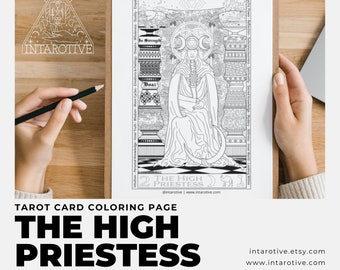 The High Priestess | Mystical Coloring Page | INTAROTIVE | Tarot Art | Divine Feminine | Spiritual Coloring Page