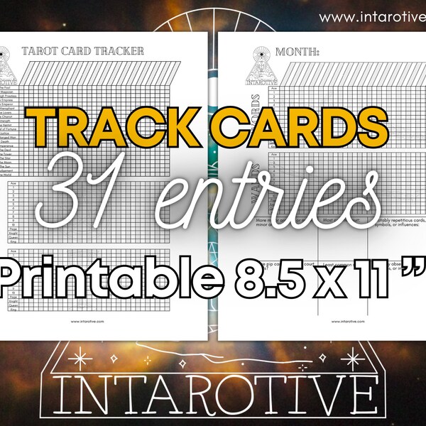 Tarot Card Tracker - 2 pages to track major arcana & minor arcana cards over 31 entries or a whole month