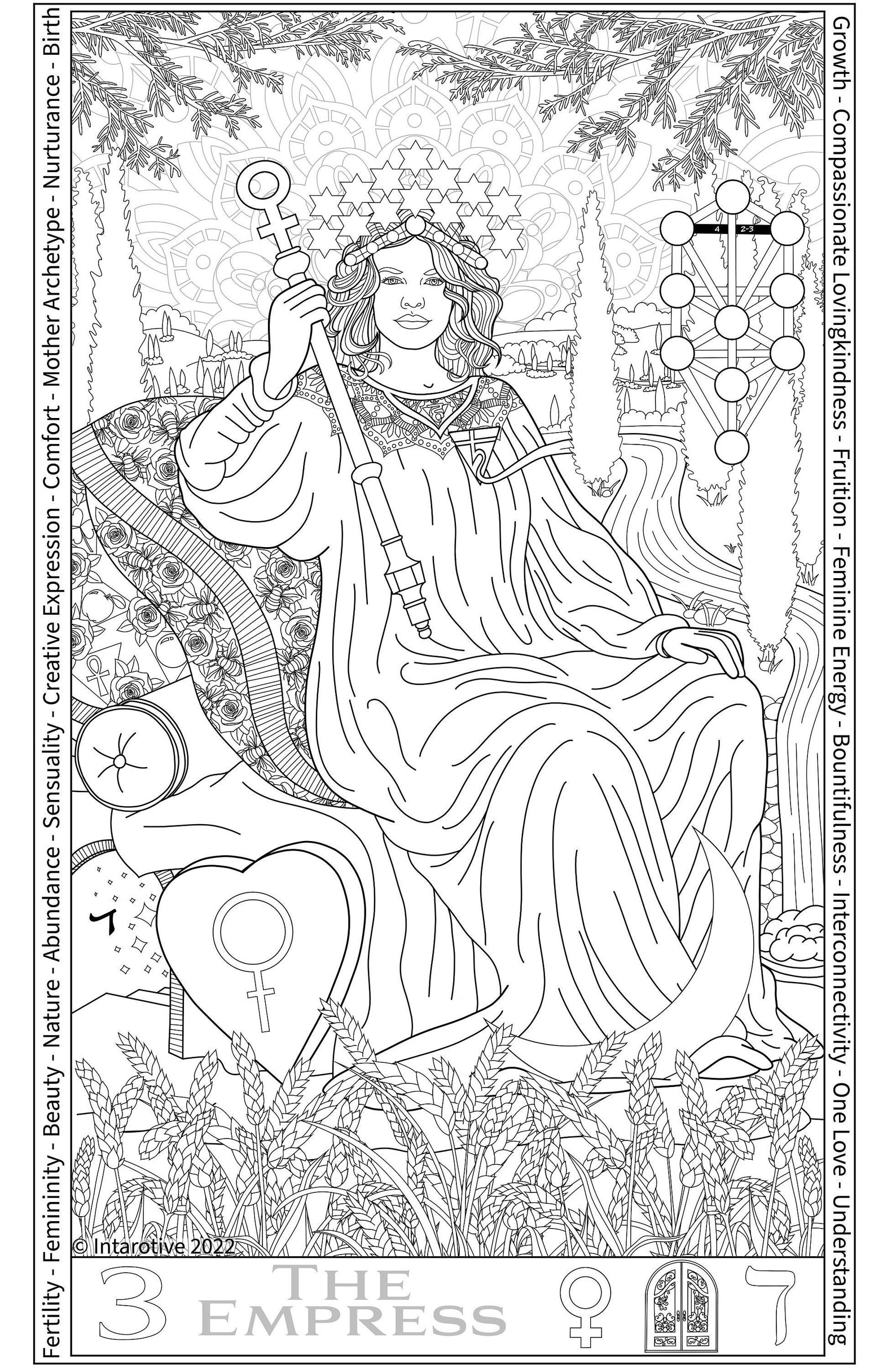 3 the Empress Coloring Page by Intarotive: Learn the Tarot - Etsy Ireland