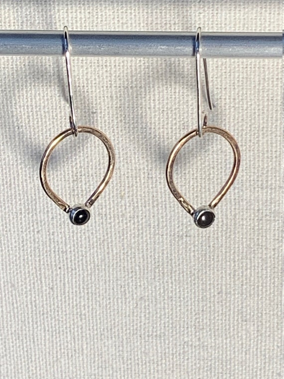 Mixed Metal Bronze Sterling Silver Black Onyx Light Weight Minimalist Simple
