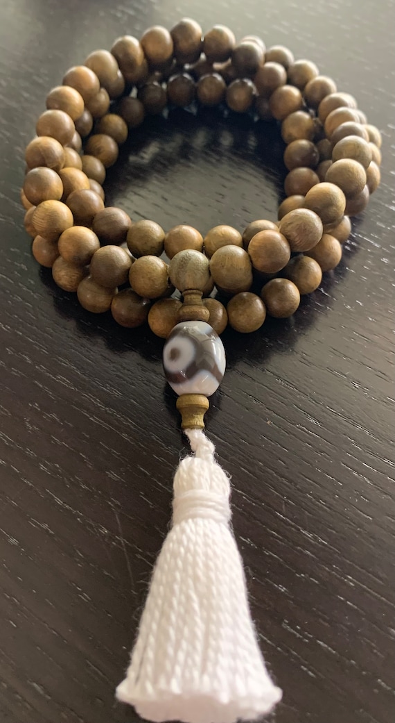 Traditional Mala Necklace, 108 Mala Wood Bead Necklace, Meditation Mala, Healing Necklace, Yoga Mala, Wooden Mala, Buddhist Necklace,
