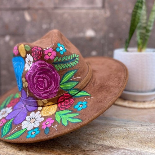 Artisanal Mexican Hand-Painted Hat Suede Black 603722 main image 0