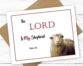The Lord Is My Shepherd Note Cards, Blank Note Cards with Bible Verse, Christian Religious Greeting Cards, Inspirational Cards | Q1005