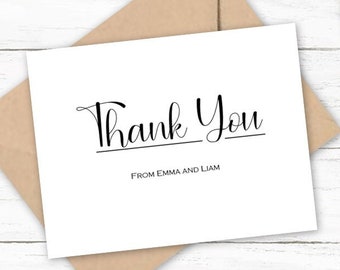 Personalized Wedding Bridal Shower Gift Thank You Cards | Couple Thank You Cards | Custom Thank You Notecards | W408