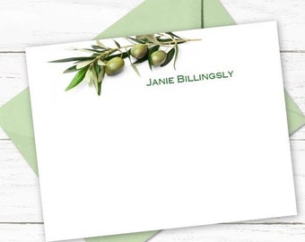 Personalized Note Card Set | Olive Branch Personalized Stationery Cards | Custom Stationary with Name | Gift for Her | Thank You Cards |N211