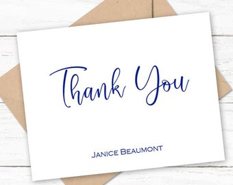Thank You Cards | Personalized Thank You Note Card Set with Modern Script | Choose Colors | Custom Thank You Notecards | T525