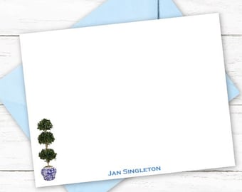 Personalized Ginger Jar Stationary | Chinoiserie Note Cards | Topiary Stationery | Chinoiserie Notes | Ginger Jar Topiary Notecards |N278