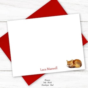 Red Fox Personalized Note Cards | Fox Stationery | Animal Lover Gift | Flat Note Cards | Friend Coworker Gift | N277