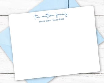 Family Note Cards Stationery Set | Personalized with Family and Individual Names | Choose your Ink and Envelope Colors | with Envelopes N289
