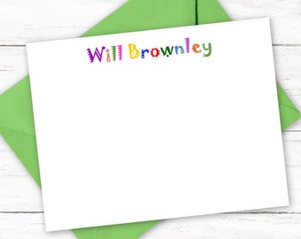 Kids Personalized Note Card and Envelope Stationery Set | Girls Stationary | Boys Notecards | Children Thank You Cards | C618
