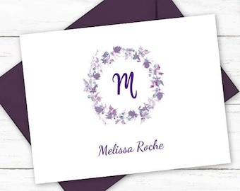 Personalized Note Card Set | Personalized Stationery Cards | Monogram Stationary | Purple Lavender Notecards | Custom Gift for Her Girl N208