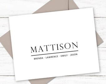 Personalized Family Stationary | Family Thank You Notes with Names | Choose Colors | Custom Family Stationery Set | Gift for Friend | N274
