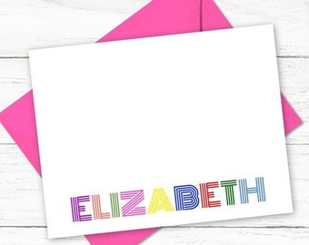 Kids Personalized Note Card and Envelope Stationery Set | Girls Stationary | Boys Notecards | Children Thank You Cards | C604
