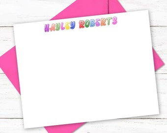 Kids Personalized Note Card and Envelope Stationery Set | Girls Stationary | Boys Notecards | Children Thank You Cards | C616