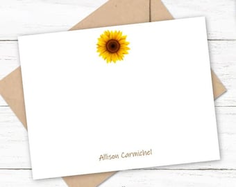 Sunflower Personalized Note Card Set | Stationery Cards | Custom Stationary with Name | Gift for Her, Mom, Women | Custom Notecards | N227