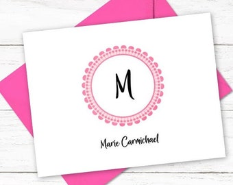 Personalized Note Card Set | Personalized Stationery Cards | Monogram Stationary | Pink Purple Notecards | Custom Gift for Her Girl N209